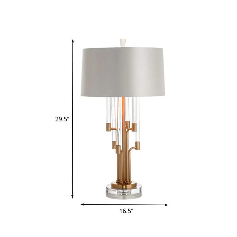 Buisvormige nachtkastjelamp Hedendaags handgeslepen kristal 1-lamps leeslamp goud Clearhalo