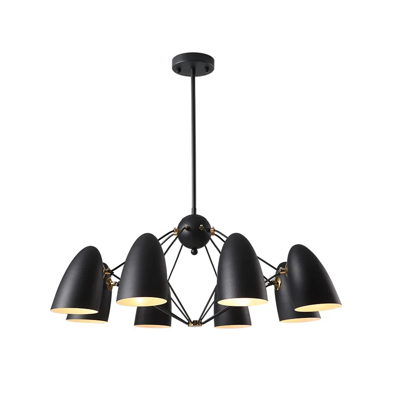 Bullet kroonluchter hanglamp eigentijds metaal 8-kops slaapkamer hanglamp zwart/wit Clearhalo
