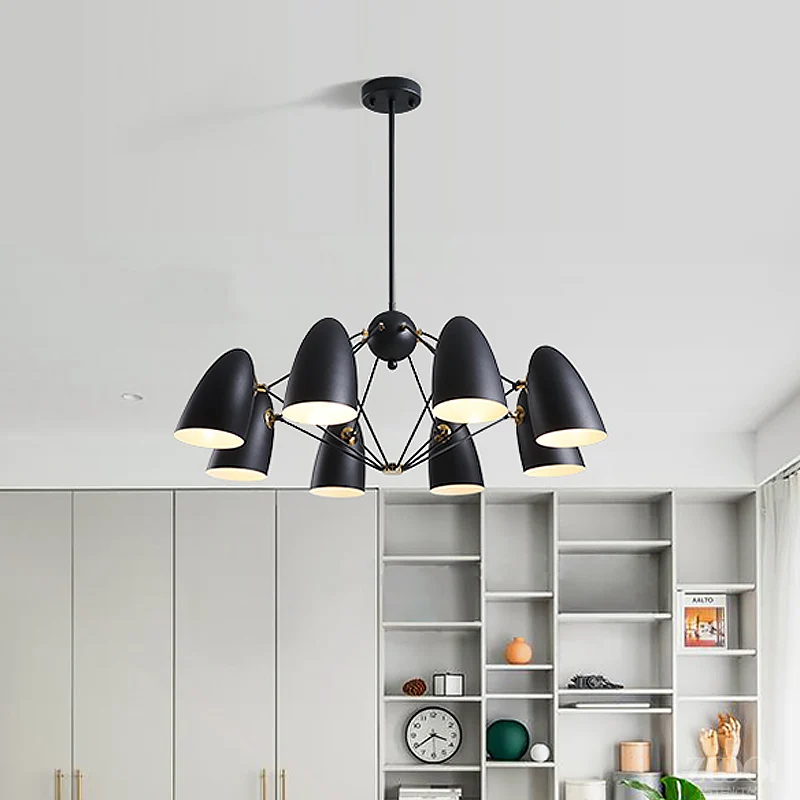 Bullet kroonluchter hanglamp eigentijds metaal 8-kops slaapkamer hanglamp zwart/wit Clearhalo