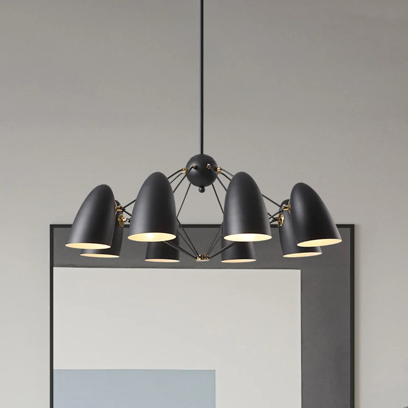 Bullet kroonluchter hanglamp eigentijds metaal 8-kops slaapkamer hanglamp zwart/wit Clearhalo