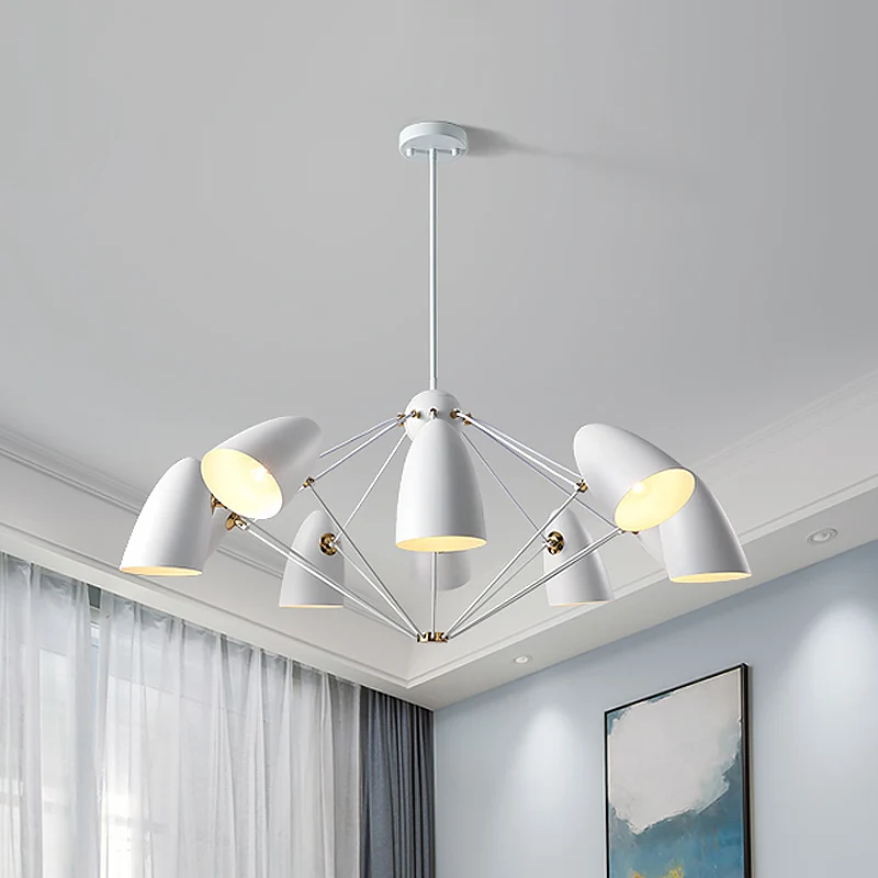 Bullet kroonluchter hanglamp eigentijds metaal 8-kops slaapkamer hanglamp zwart/wit Clearhalo