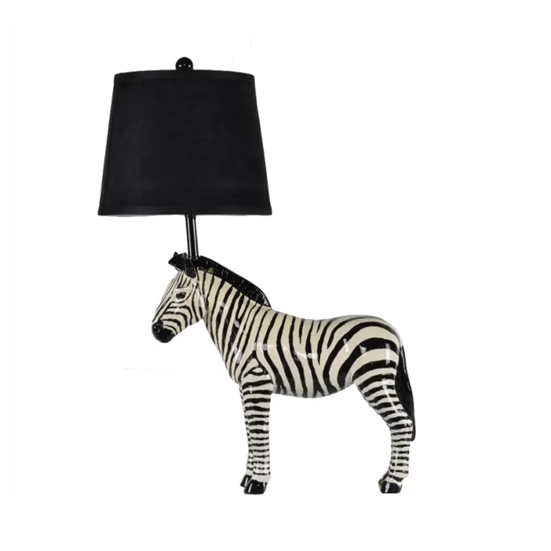 Bureaulamp met zwarte ton, traditionele stof, 1-lichts slaapkamerleeslamp met paardenbasis Clearhalo