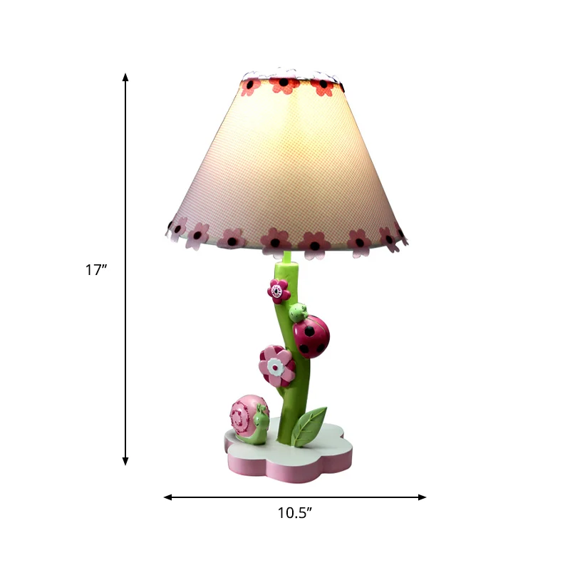 Bureaulamp van harsbloem met taps toelopende kap Eén licht Schattig tafellampje roze voor meisjesslaapkamer Clearhalo