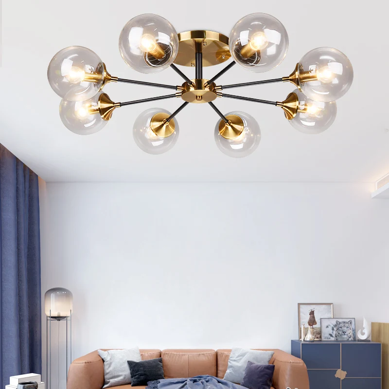 Burst Design Woonkamer Inbouwbolglas Postmodern Semi-inbouwlamp messing Clearhalo