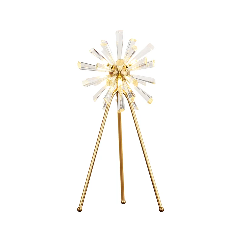 Burst Studeerkamer Bureaulamp Kristallen prisma's 1 lamp Hedendaagse nachttafellamp goud Clearhalo