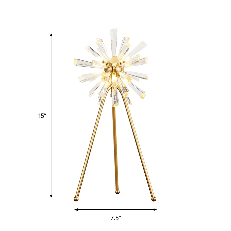 Burst Studeerkamer Bureaulamp Kristallen prisma's 1 lamp Hedendaagse nachttafellamp goud Clearhalo