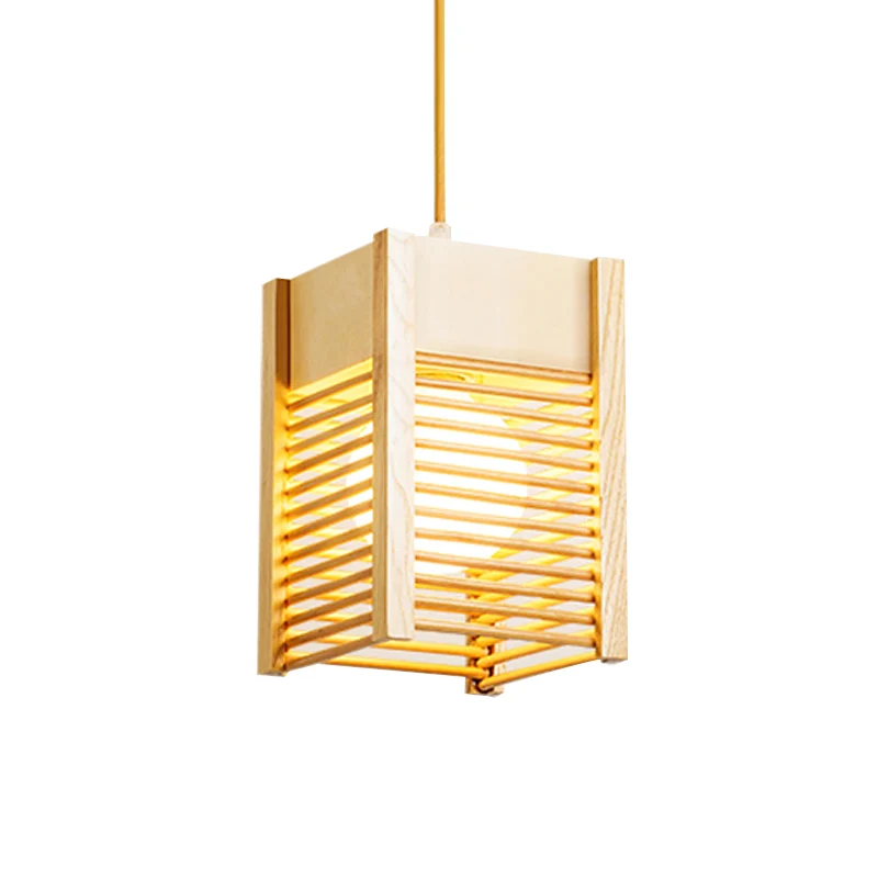 Cage Sushi House Hanglamp Hout 1 Lichte Japanse Stijl Hanglamp Beige Clearhalo