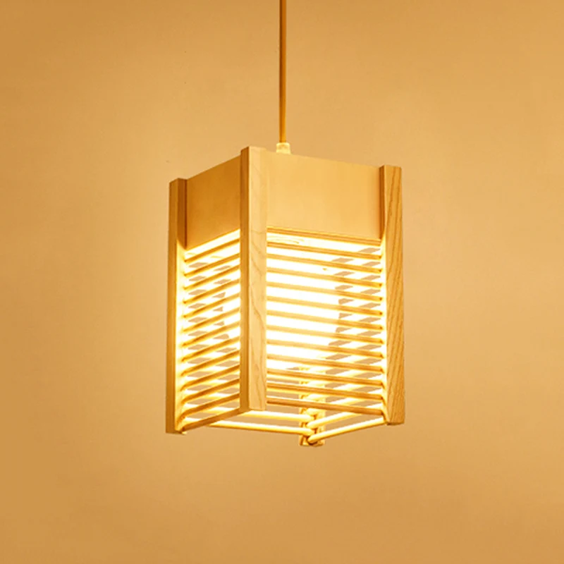 Cage Sushi House Hanglamp Hout 1 Lichte Japanse Stijl Hanglamp Beige Clearhalo