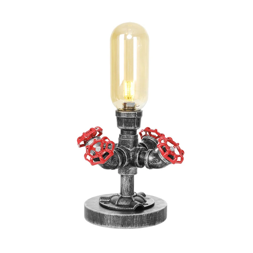Capsulekap Helder/amberkleurig glas Tafellamp Industriële stijl 1/3-lichts woonkamerbureaulamp met voet Clearhalo