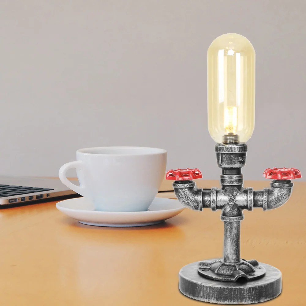 Capsulekap Helder/amberkleurig glas Tafellamp Industriële stijl 1/3-lichts woonkamerbureaulamp met voet Clearhalo