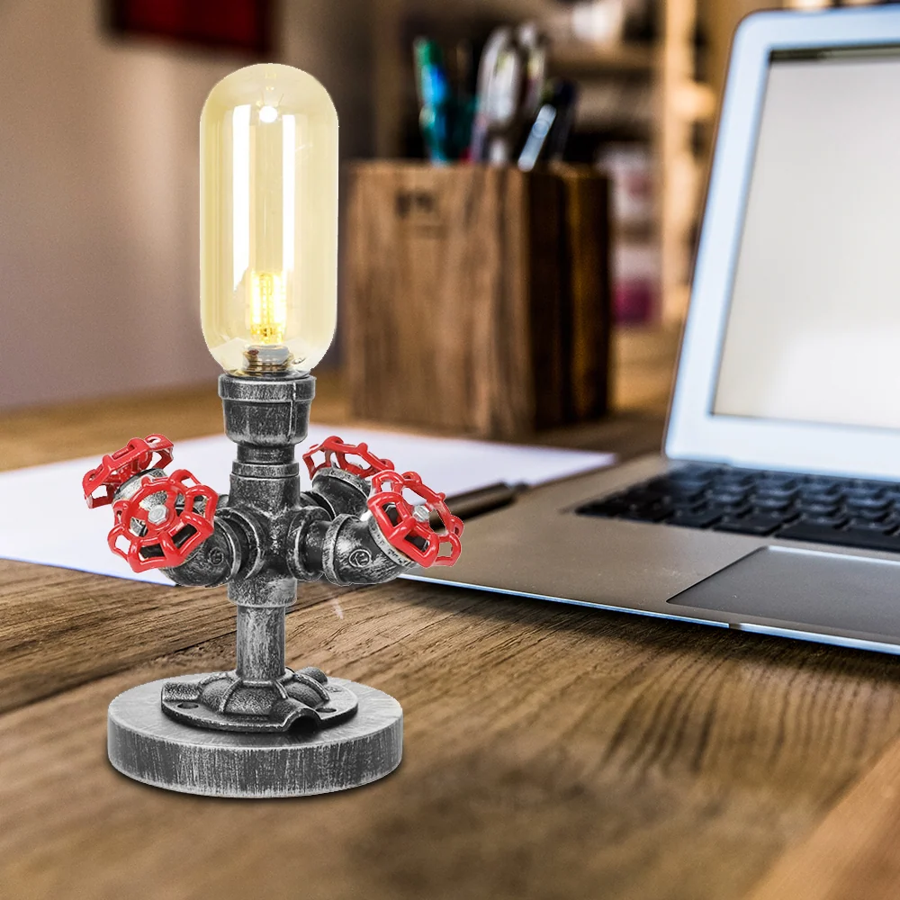 Capsulekap Helder/amberkleurig glas Tafellamp Industriële stijl 1/3-lichts woonkamerbureaulamp met voet Clearhalo