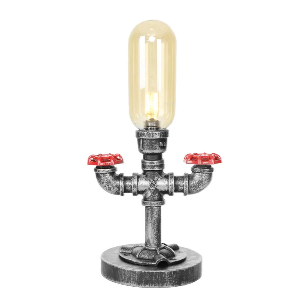 Capsulekap Helder/amberkleurig glas Tafellamp Industriële stijl 1/3-lichts woonkamerbureaulamp met voet Clearhalo