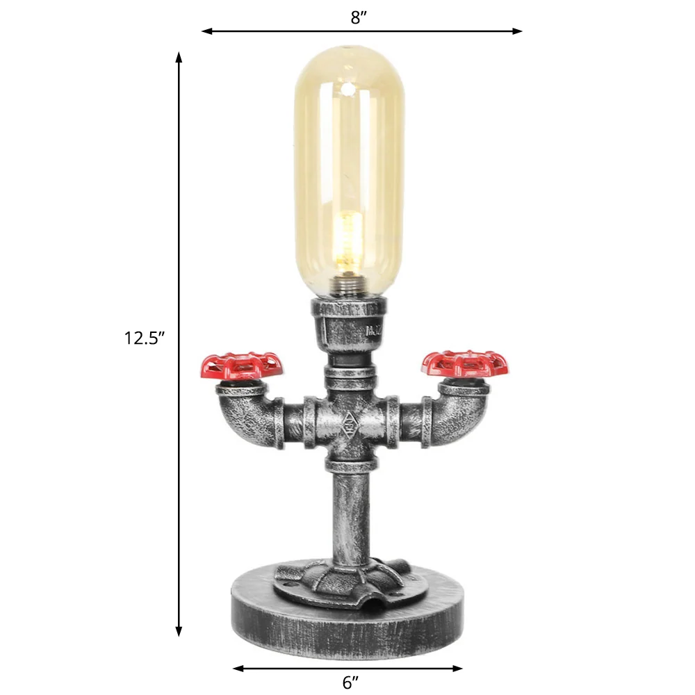 Capsulekap Helder/amberkleurig glas Tafellamp Industriële stijl 1/3-lichts woonkamerbureaulamp met voet Clearhalo