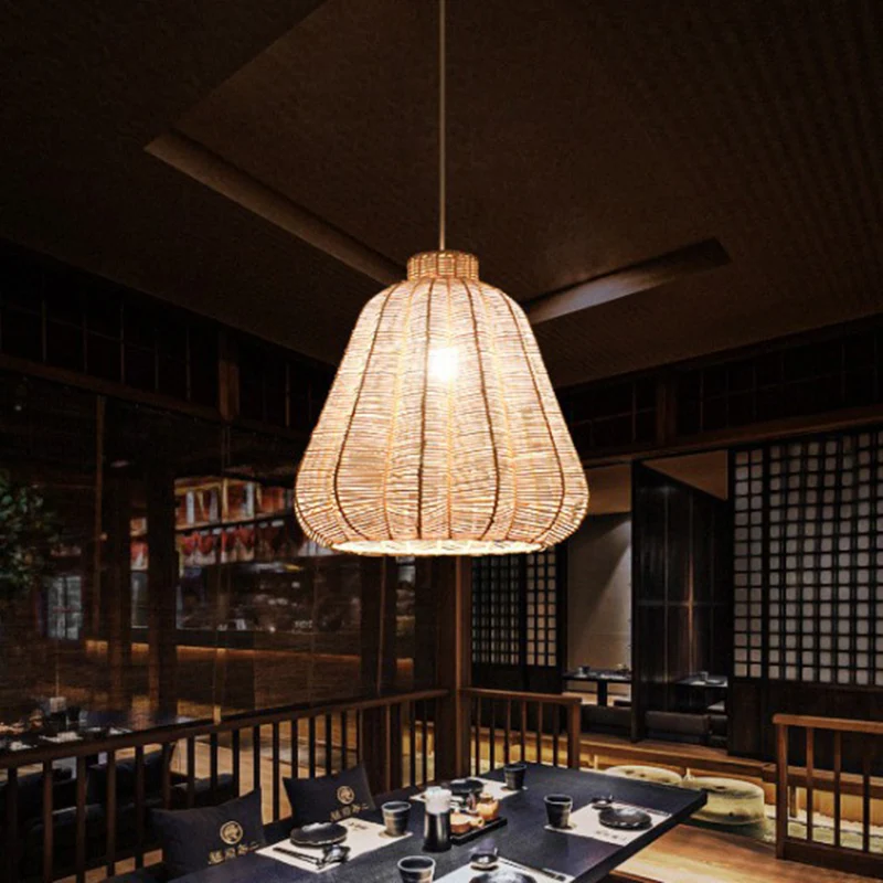 Carambola Suspension Hanglamp Creatieve Aziatische Bamboe 1 Lamp Houten Plafondlamp Clearhalo