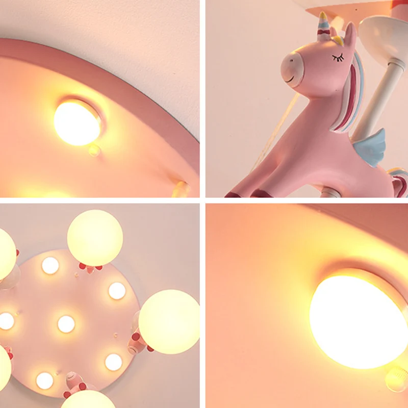 Carrousel hangende plafondlamp Cartoon hars hangende hanglamp voor meisjesslaapkamer Clearhalo