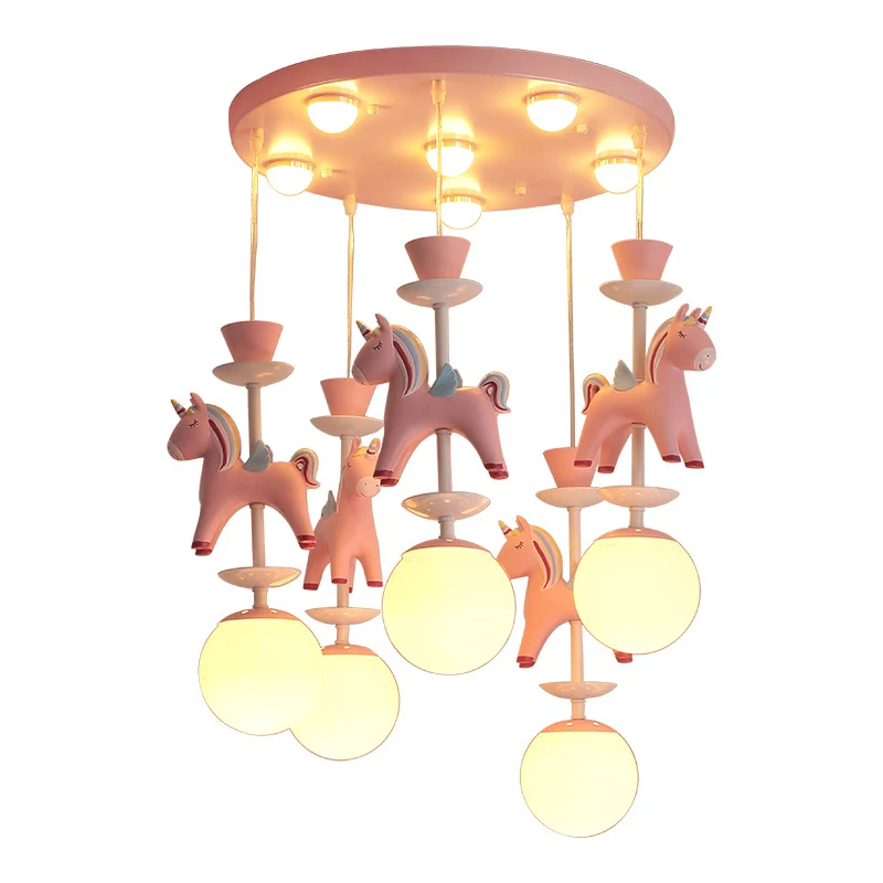 Carrousel hangende plafondlamp Cartoon hars hangende hanglamp voor meisjesslaapkamer Clearhalo