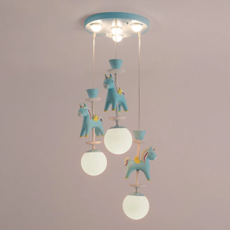 Carrousel hangende plafondlamp Cartoon hars hangende hanglamp voor meisjesslaapkamer Clearhalo