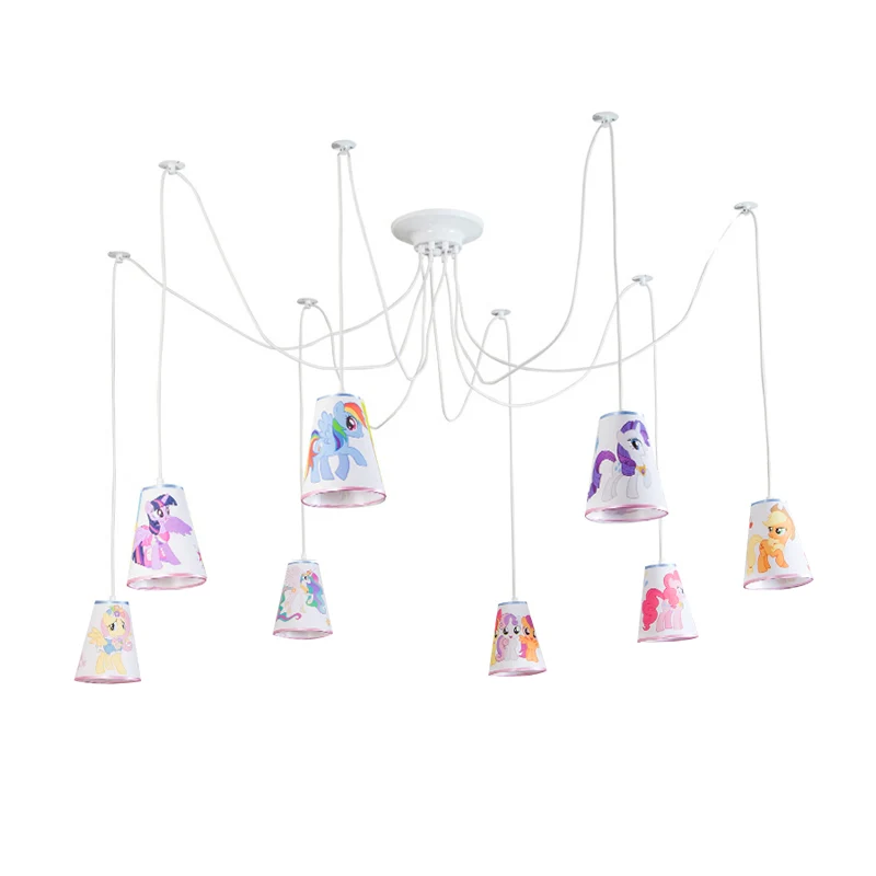 Cartoon emmer hanglamp met dier 8-lichts stoffen hanglamp voor de kleuterschool Clearhalo