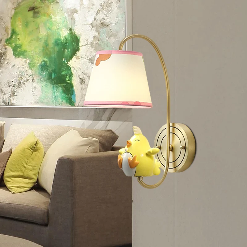cartoon kip/slang/os decoratie nachtkastje wandmontage lamp metaal 1 kop moderne blaker licht geel/blauw/goud Clearhalo