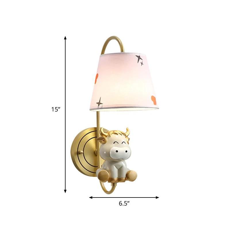 cartoon kip/slang/os decoratie nachtkastje wandmontage lamp metaal 1 kop moderne blaker licht geel/blauw/goud Clearhalo