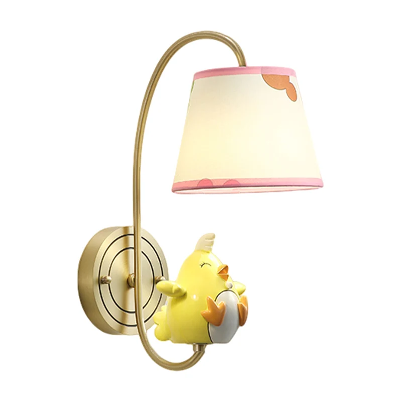 cartoon kip/slang/os decoratie nachtkastje wandmontage lamp metaal 1 kop moderne blaker licht geel/blauw/goud Clearhalo