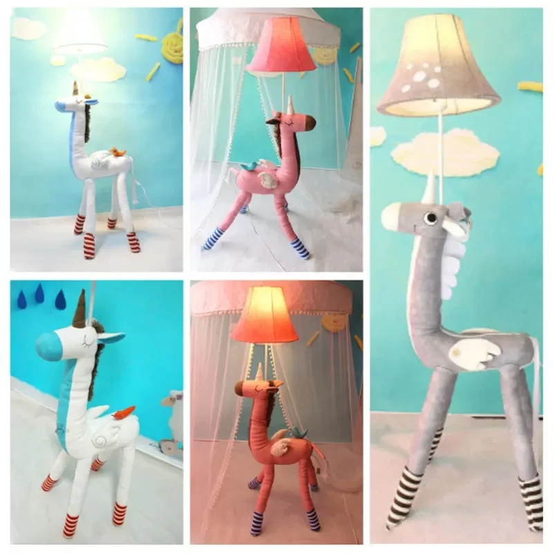 Cartoon lange nek dierenvloerlamp 1 Lichte stoffen vloerlamp voor woonkamer-kleuterschool Clearhalo
