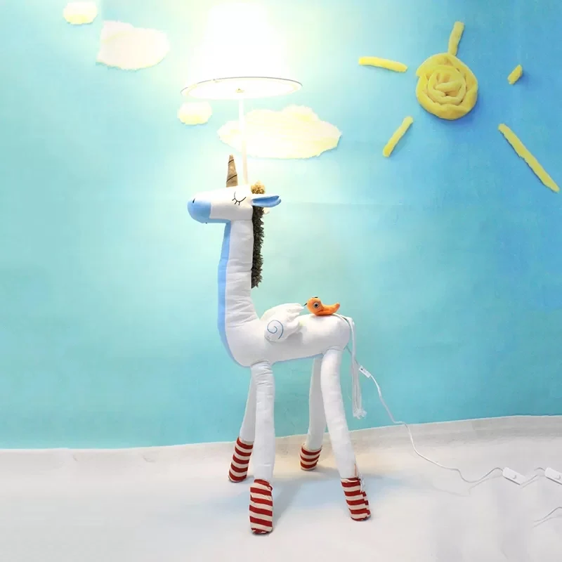 Cartoon lange nek dierenvloerlamp 1 Lichte stoffen vloerlamp voor woonkamer-kleuterschool Clearhalo