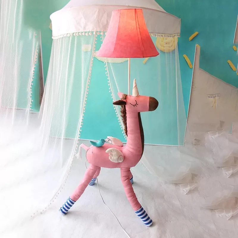 Cartoon lange nek dierenvloerlamp 1 Lichte stoffen vloerlamp voor woonkamer-kleuterschool Clearhalo
