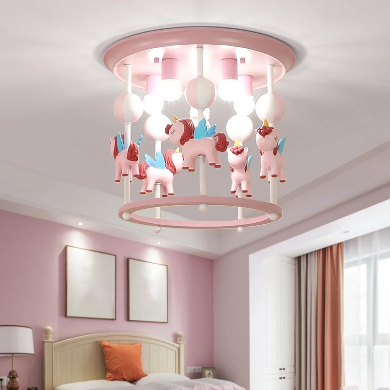 Cartoon Merry-Go-Round semi-inbouw hars 6-kops slaapkamer plafondlamp Clearhalo