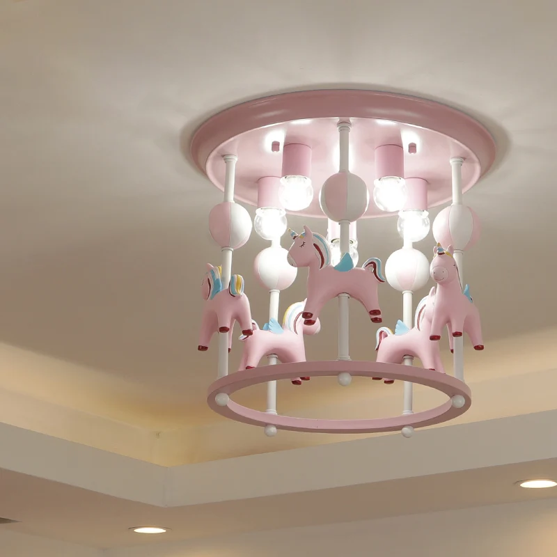 Cartoon Merry-Go-Round semi-inbouw hars 6-kops slaapkamer plafondlamp Clearhalo