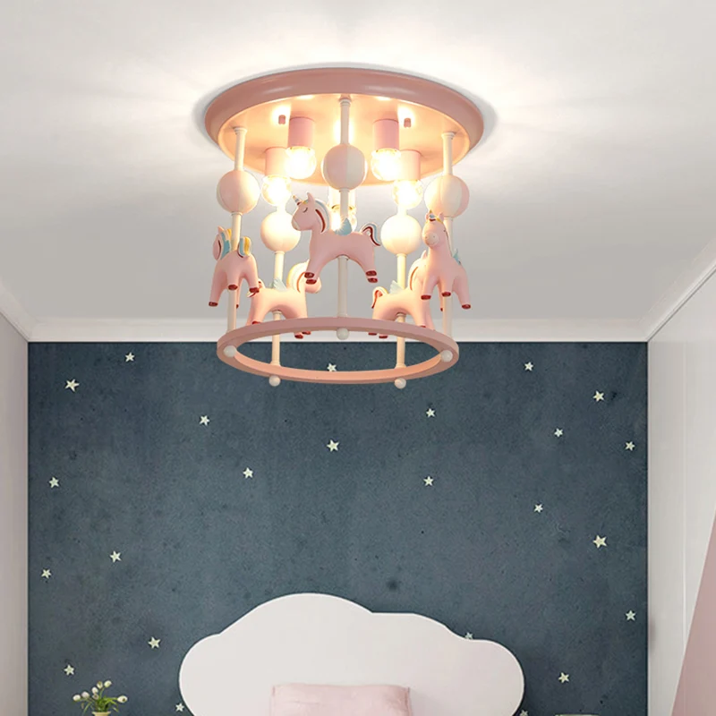 Cartoon Merry-Go-Round semi-inbouw hars 6-kops slaapkamer plafondlamp Clearhalo