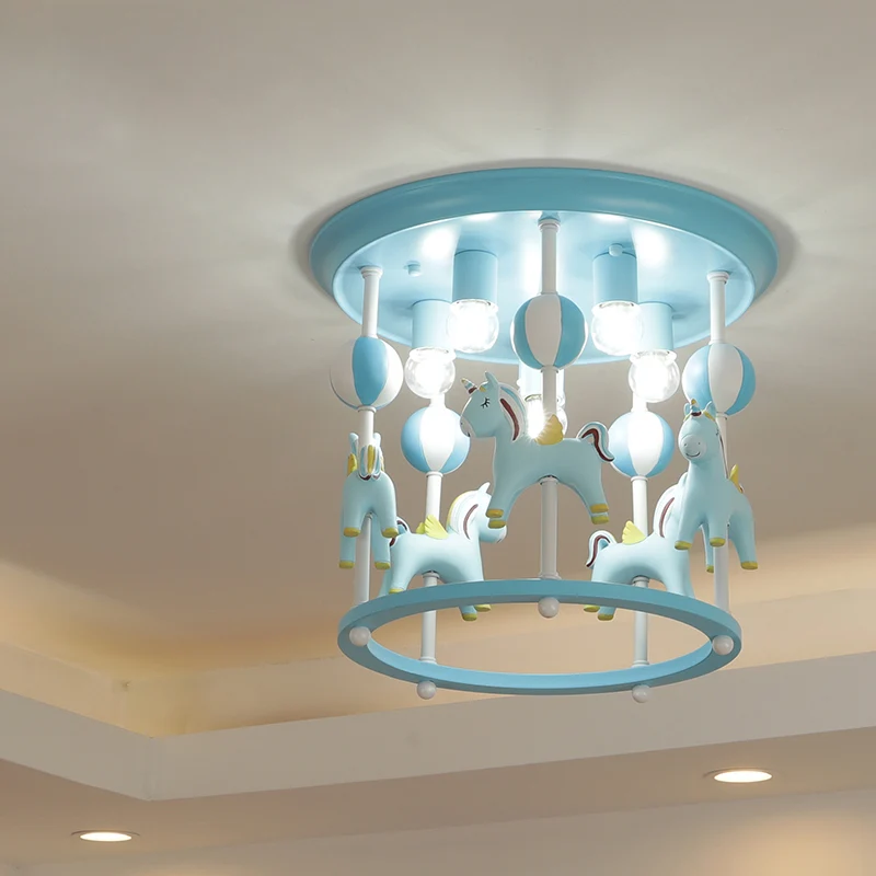 Cartoon Merry-Go-Round semi-inbouw hars 6-kops slaapkamer plafondlamp Clearhalo