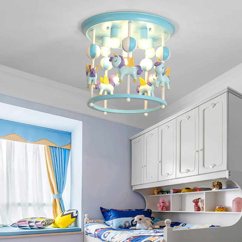 Cartoon Merry-Go-Round semi-inbouw hars 6-kops slaapkamer plafondlamp Clearhalo
