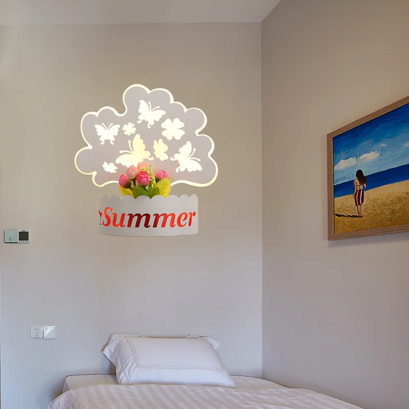 Cartoon patroon woonkamer schans lichte acryl decoratieve LED-wandlamp wit Clearhalo