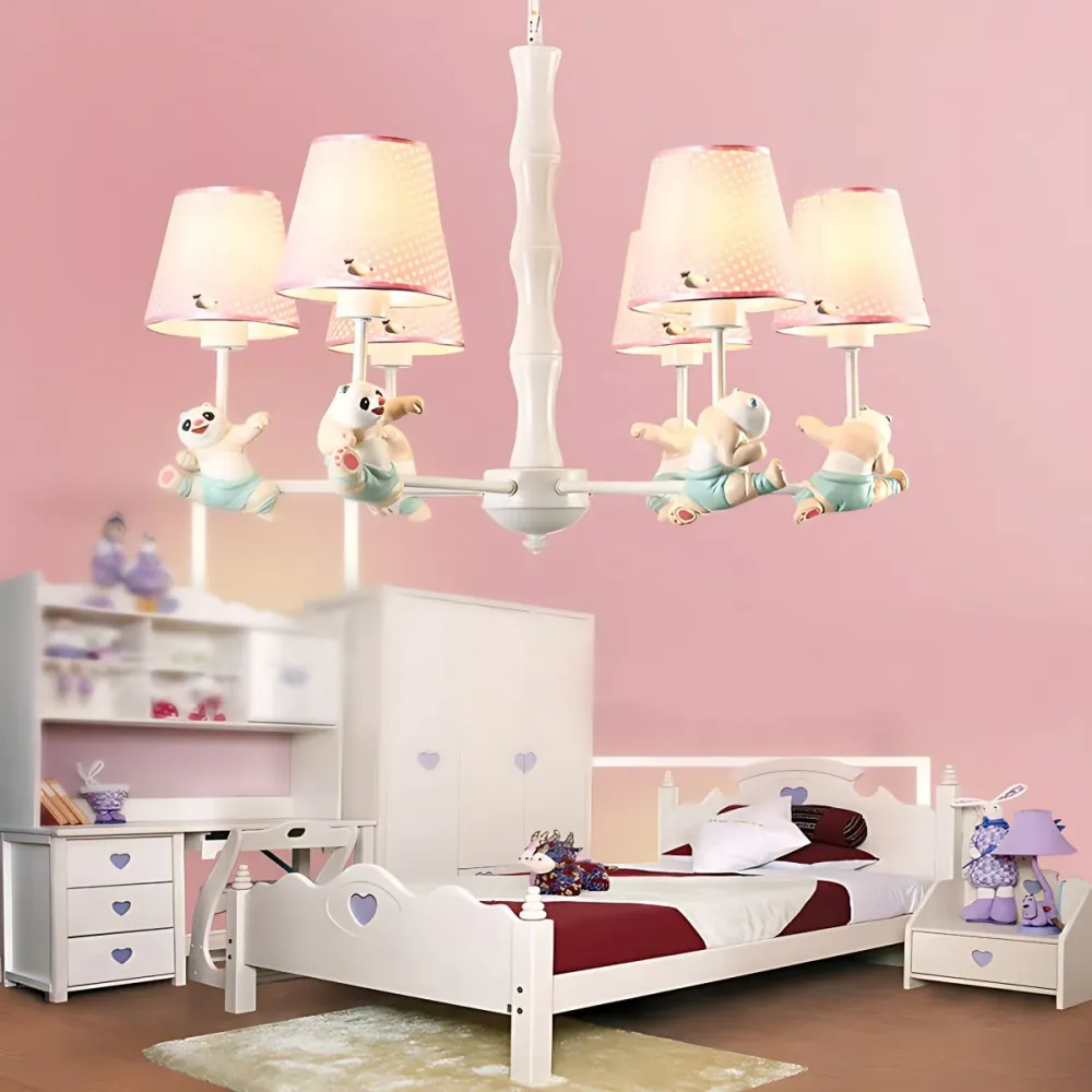 Cartoon Running Panda Hanglampen Stoffen hangende kroonluchter voor woonkamer Clearhalo
