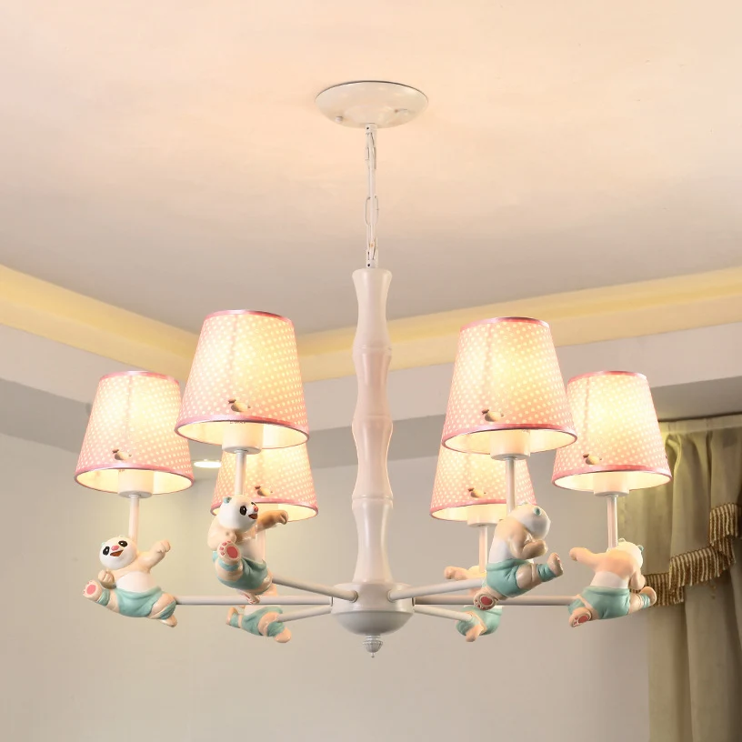 Cartoon Running Panda Hanglampen Stoffen hangende kroonluchter voor woonkamer Clearhalo