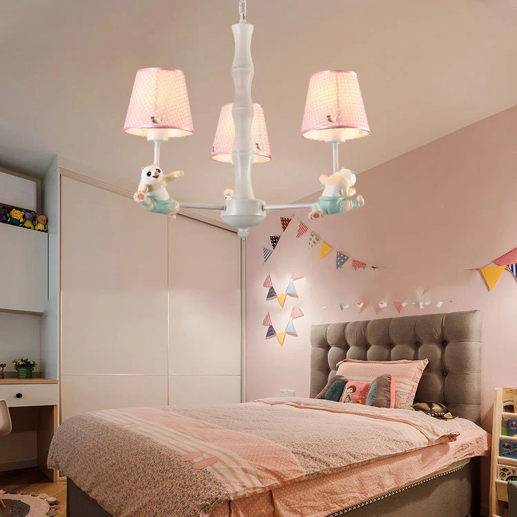 Cartoon Running Panda Hanglampen Stoffen hangende kroonluchter voor woonkamer Clearhalo