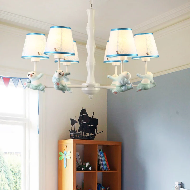 Cartoon Running Panda Hanglampen Stoffen hangende kroonluchter voor woonkamer Clearhalo