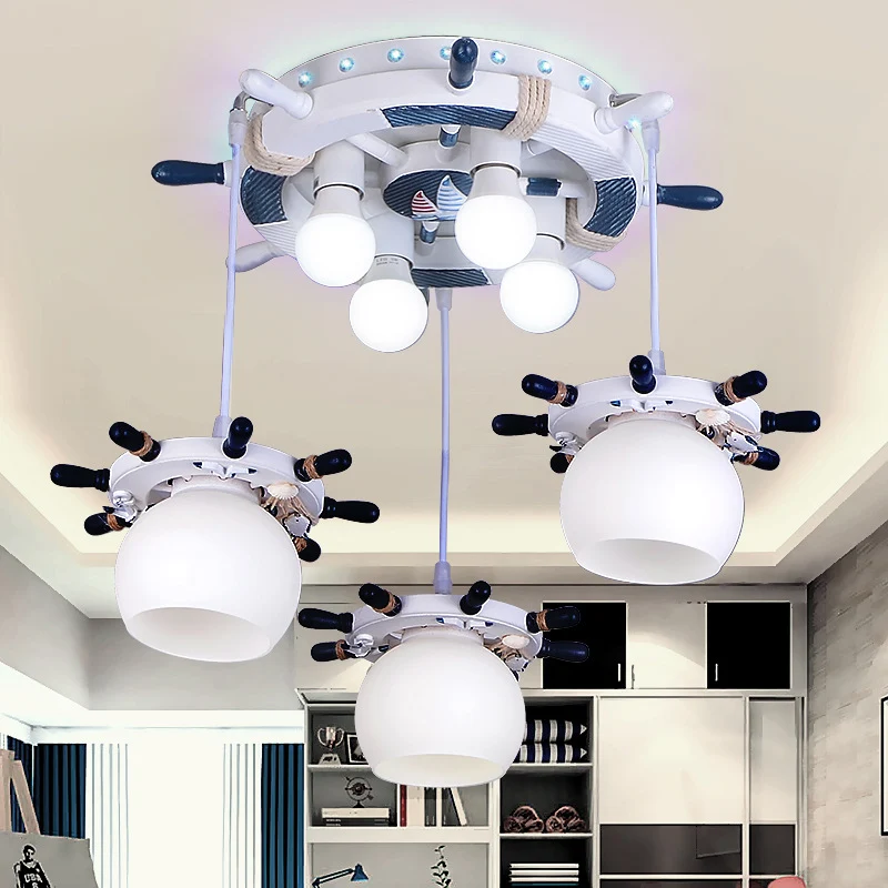 Cartoon stijl 7-lichts cluster hanglamp met/zonder glazen kap Witte roerdesign hanglamp Clearhalo
