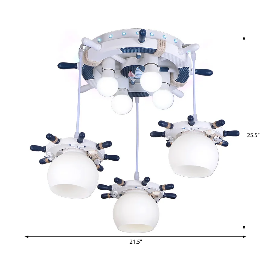 Cartoon stijl 7-lichts cluster hanglamp met/zonder glazen kap Witte roerdesign hanglamp Clearhalo