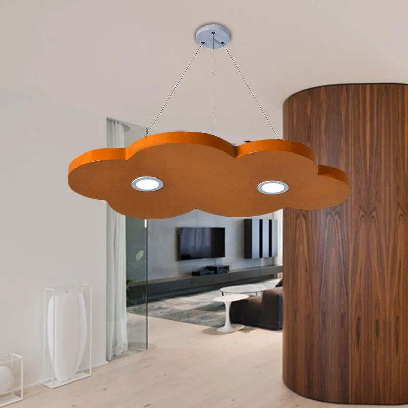Cartoon stijl wolk kroonluchter verlichting metallic 12,5"/19,5" W LED woonkamer hanglamp geel/oranje Clearhalo