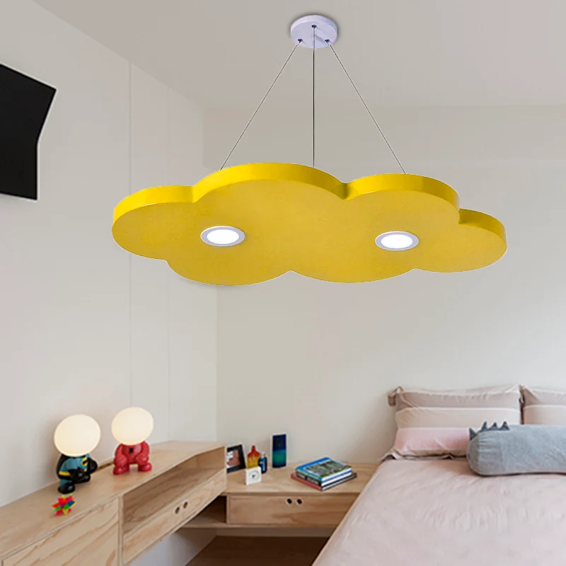 Cartoon stijl wolk kroonluchter verlichting metallic 12,5"/19,5" W LED woonkamer hanglamp geel/oranje Clearhalo