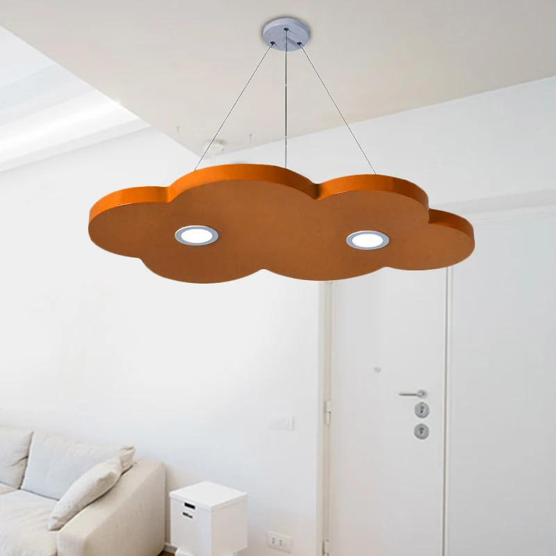 Cartoon stijl wolk kroonluchter verlichting metallic 12,5"/19,5" W LED woonkamer hanglamp geel/oranje Clearhalo