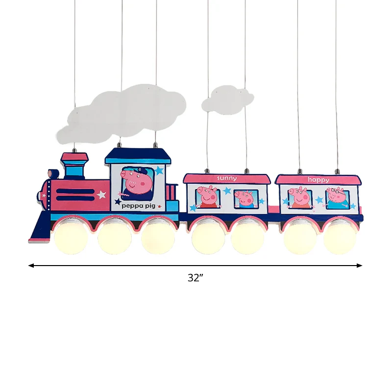 Cartoon trein hangende hanglampen Metalen hanglamp blauw voor kinderslaapkamer Clearhalo