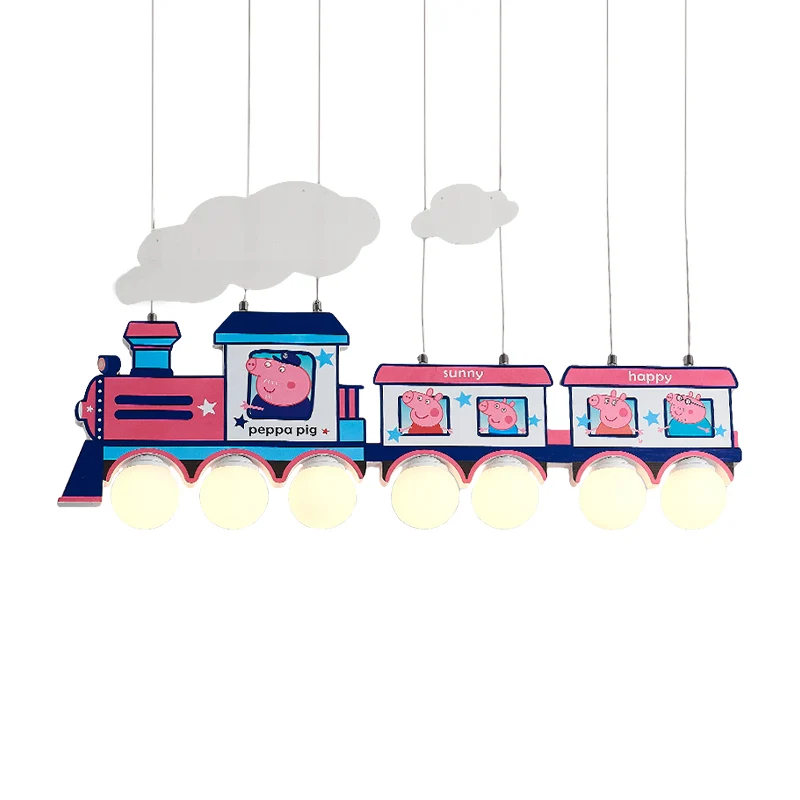 Cartoon trein hangende hanglampen Metalen hanglamp blauw voor kinderslaapkamer Clearhalo
