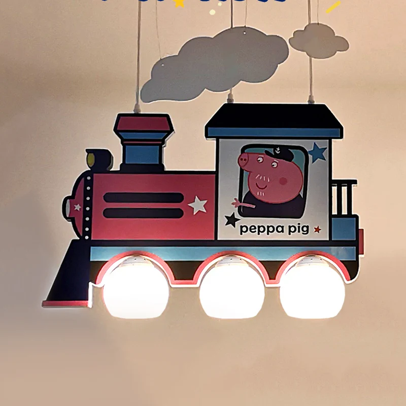 Cartoon trein hangende hanglampen Metalen hanglamp blauw voor kinderslaapkamer Clearhalo
