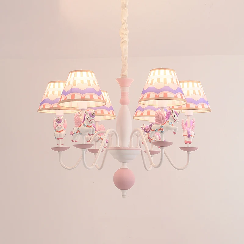 Cartoon vliegende eenhoorn kroonluchter hanglamp hars kinderkamer hanglamp met Empire schaduw Clearhalo