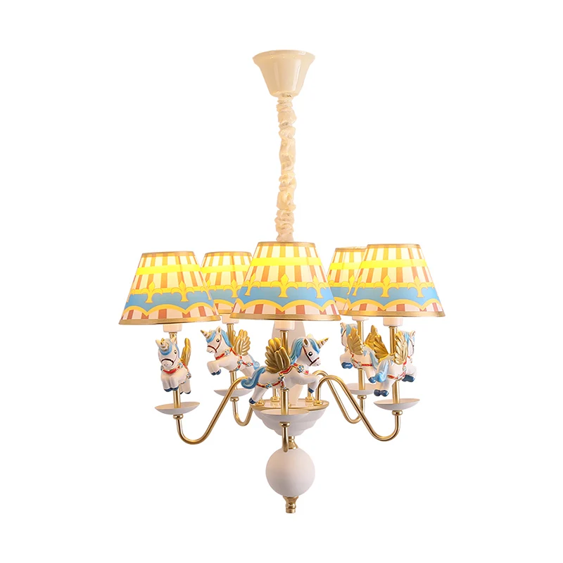 Cartoon vliegende eenhoorn kroonluchter hanglamp hars kinderkamer hanglamp met Empire schaduw Clearhalo