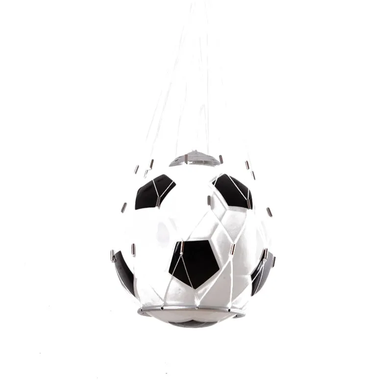 Cartoon voetbal hanglamp wit glas 1-lichts kinderkamer hanglamp zwart met gaas Clearhalo