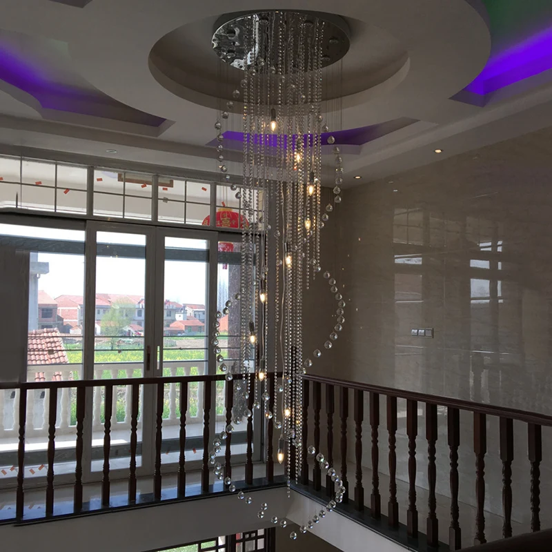 Cascading Stair Cluster hanglamp Minimalistisch kristal 19-lamps zilveren LED-hanglamp Clearhalo